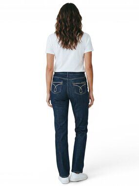 Calvin Klein Skinny Fit Jeans Womens Size 32 14x33 Dark Rinse Denim NWT